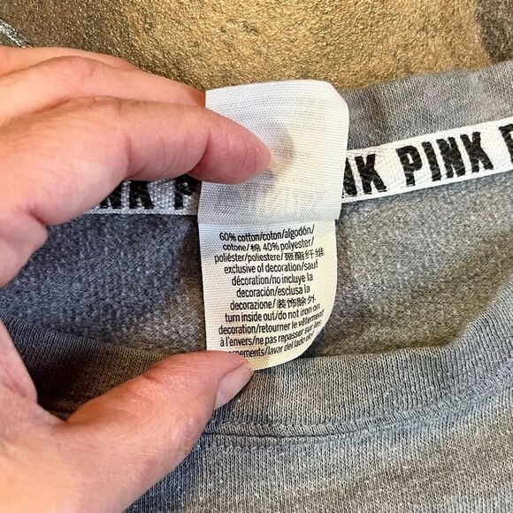Victoria’s Secret PiNK Gray Campus Crew Sweatshirt Small - Picture 10 of 12